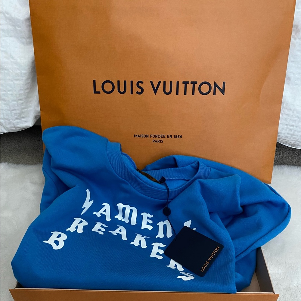 New Blue Louis Vuitton Lightweight Crewneck Sweatshirt(COA)